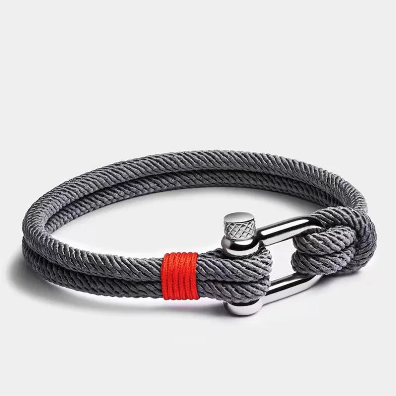 New Men Black Stainless Steel U Shape Survival Bracelet Outdoor Camping Rescue Emergency Shackle Rope Bracelet for Women Gifts