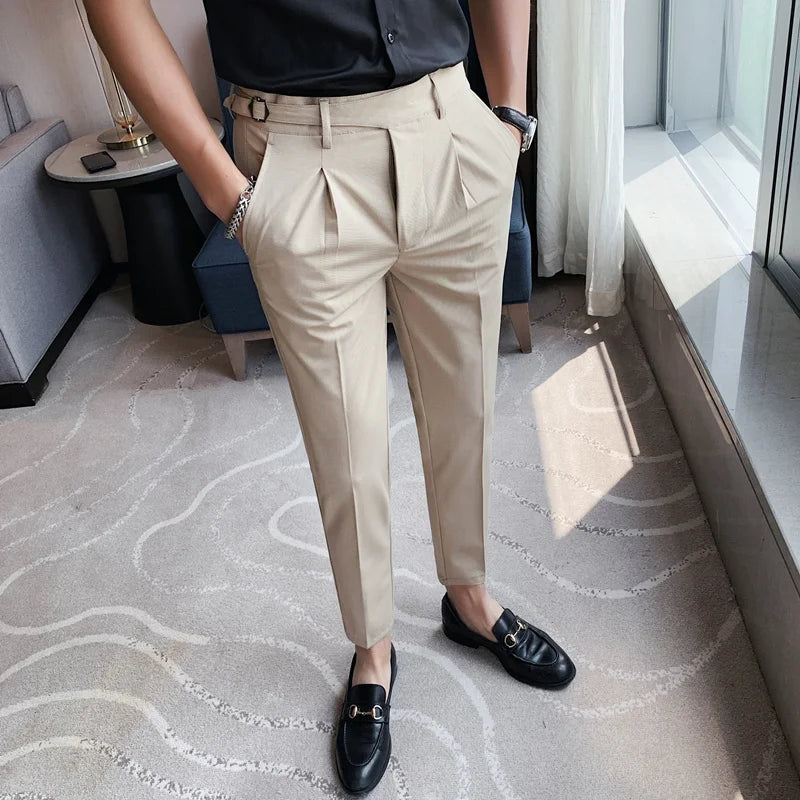 High Quality Elasticity Suit Pants Men Formal Business Office Social Dress Pants Slim Fit Casual Wedding Ankle Trousers Pantalon